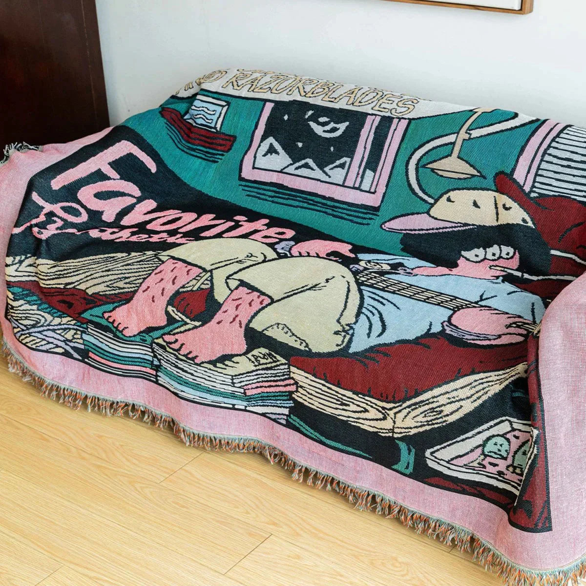 DecorBites™ Guitar Boy Throw Blanket - Boho Leisure Decor for Living Room or Camping