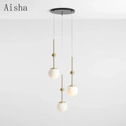 Gold Glass 3-Head Chandelier