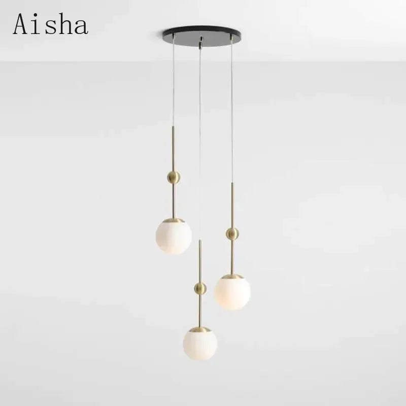 Gold Glass 3-Head Chandelier