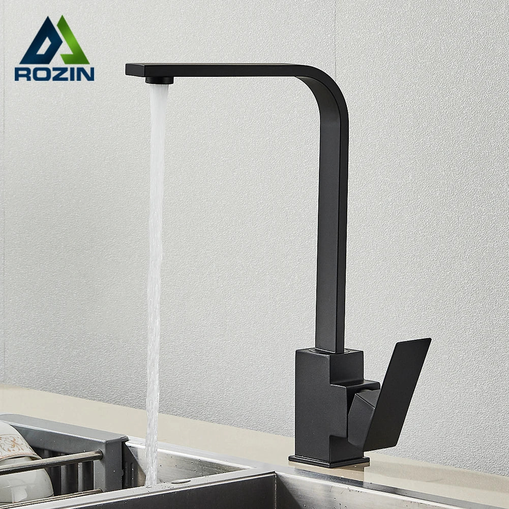 DecorBites™ Brushed Nickel Kitchen Faucet | 360 Rotate Hot Cold Mixer Tap | Single Lever