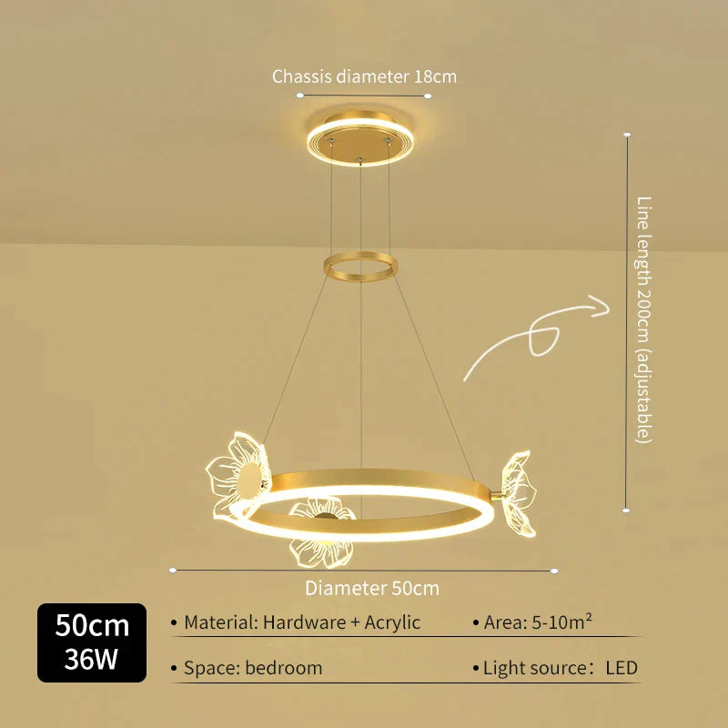 DecorBites™ Gold Butterfly LED Round Ceiling Chandelier for Living Room and Bedroom