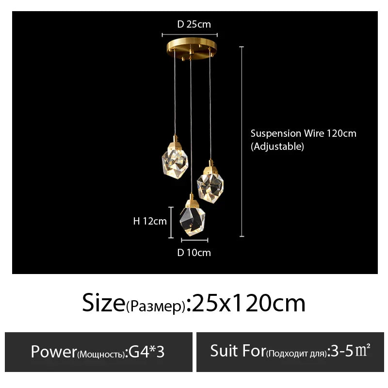 DecorBites™ Diamond Crystal Chandelier Staircase LED Golden Large Living Room Hall Lighting