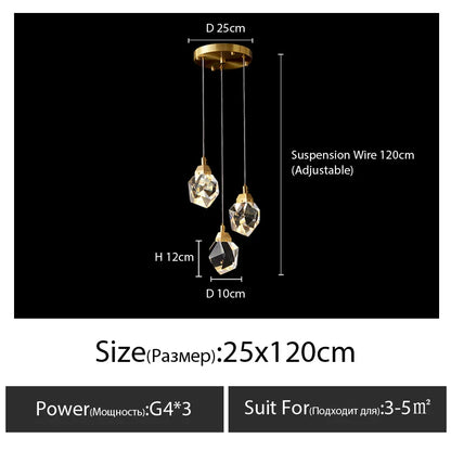 DecorBites™ Diamond Crystal Chandelier Staircase LED Large Living Room Hall Lighting