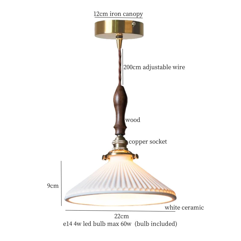 DecorBites™ Ceramic LED Pendant Light: Modern Brass Hanging Lamp for Home Decor
