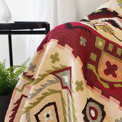 DecorBites™ Geo Ethnic Throw Blanket - Double-Sided Boho Sofa Cover & Travel Carpet