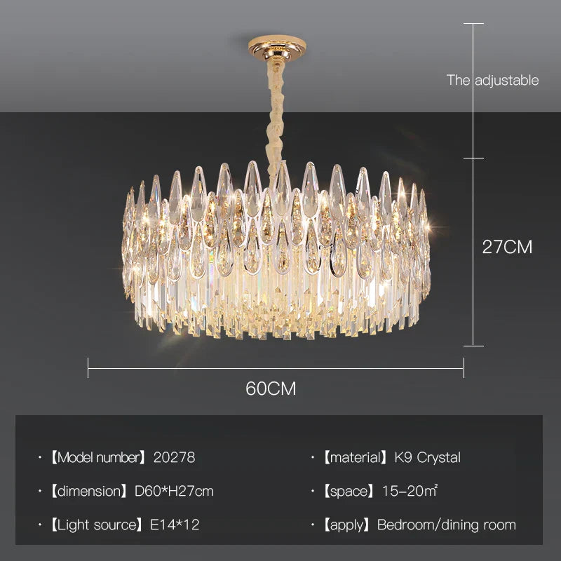DecorBites™ Crystal LED Chandelier | Long Stairway Villa Light | Modern Luxury Post Lamp