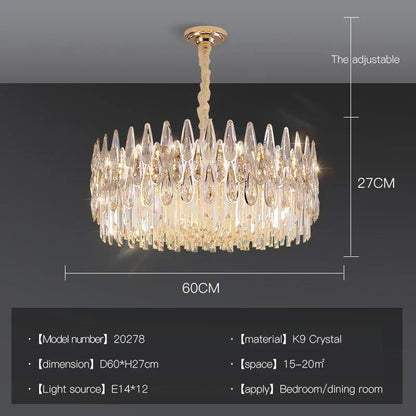 DecorBites™ Crystal LED Chandelier | Long Stairway Villa Light | Modern Luxury Post Lamp