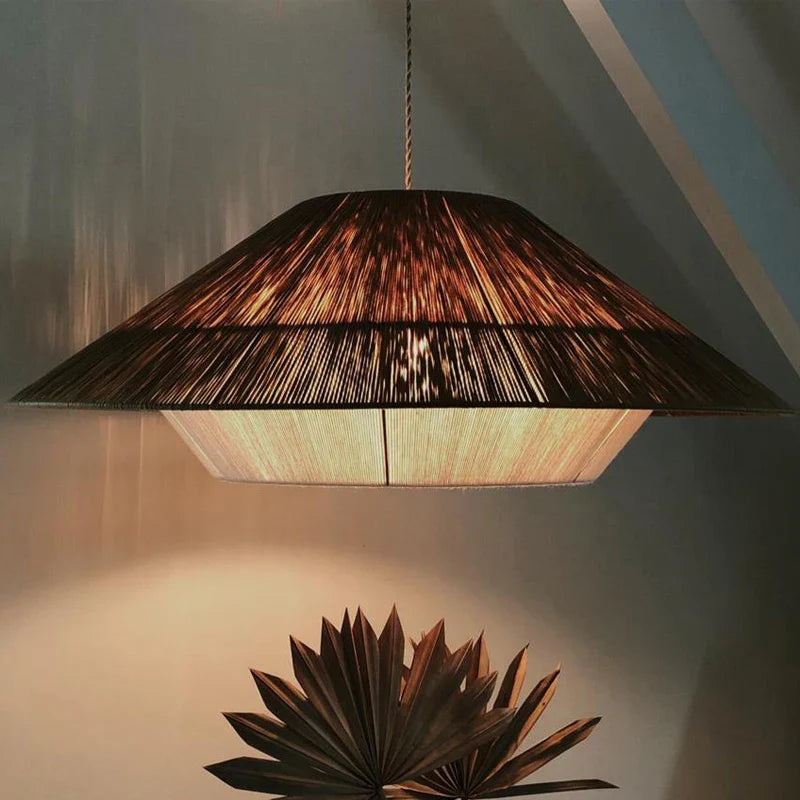 DecorBites™ Hemp Rope Rattan Weave Chandelier LED Pendant Lights for Home Decor & Dining