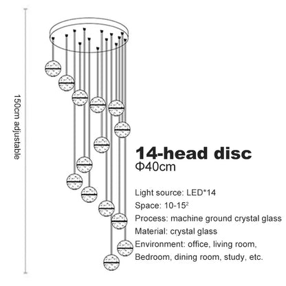 DecorBites™ Crystal Ceiling Chandelier for Staircase & Hallway, Elegant Long Cable Pendant Light