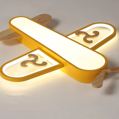 DecorBites™ LED Wood Ceiling Light for Kids Room - Yellow/Blue Minimalist Design