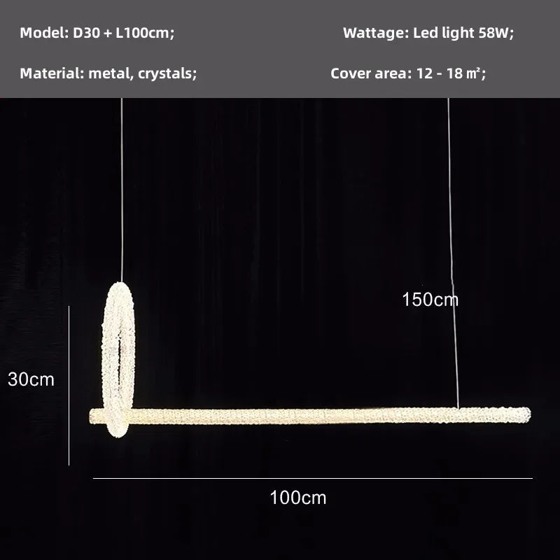 DecorBites™ Crystals Pendant Lights: Modern Dimmable Chandelier for Luxury Living Room, Dining, Bedroom