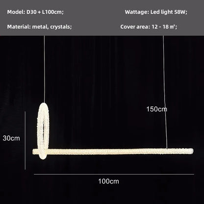 DecorBites™ Crystals Pendant Lights: Modern Dimmable Chandelier for Luxury Living Room, Dining, Bedroom