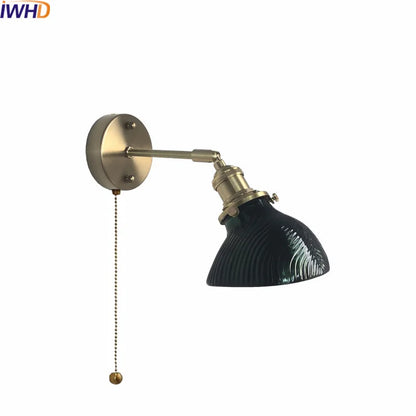 DecorBites™ Green Glass Copper LED Wall Lamp Sconce Modern Nordic Design