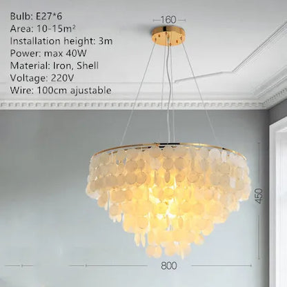 DecorBites™ Gold Shell Chandelier Lanterns for Living Room, Restaurant, and Bedroom