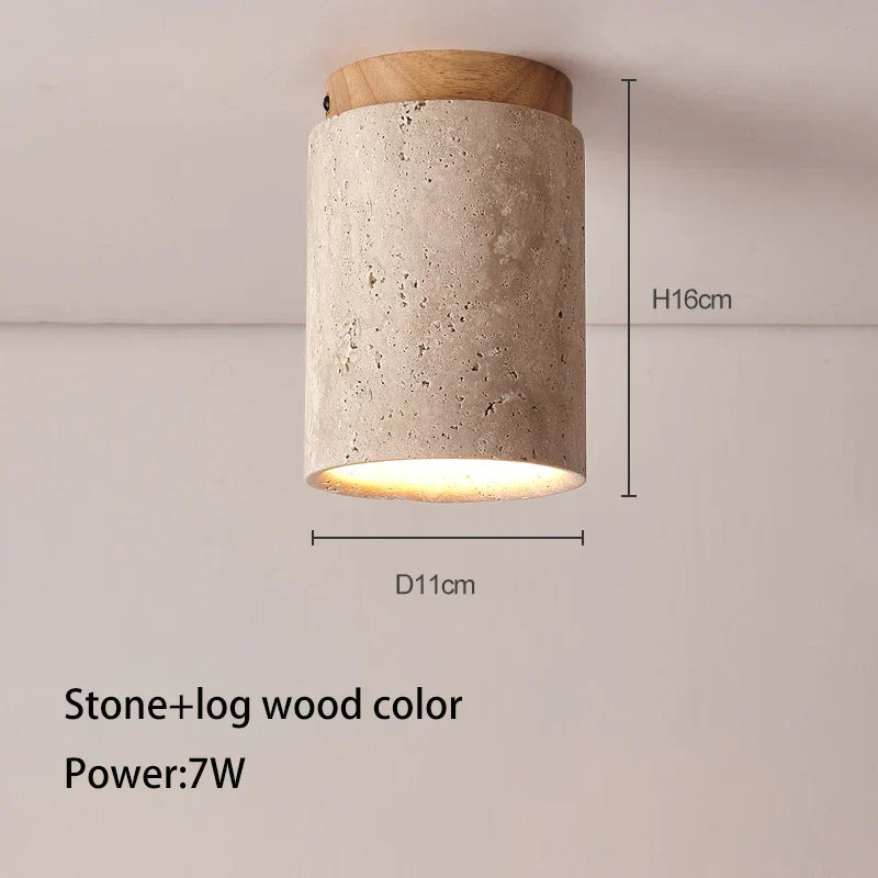 Stone Wood Ceiling Light