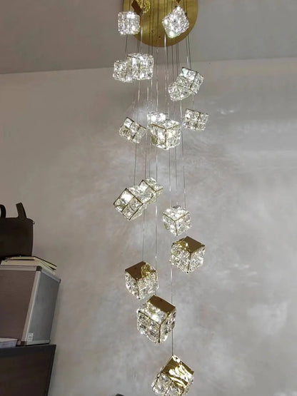 DecorBites™ Crystal Modern Chandelier for Living Room Luxury Loft LED Lighting Staircase Chandelier
