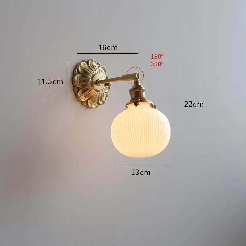 Green Glass Wall Lamp Copper Base Vibrant Hue