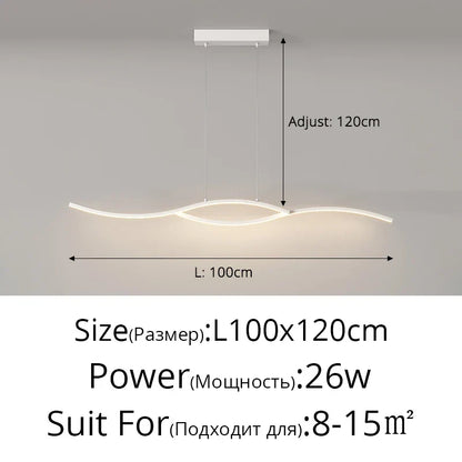DecorBites™ LED Pendant Chandelier: Modern Nordic Strip Light for Dining, Kitchen, Office, Coffee Room