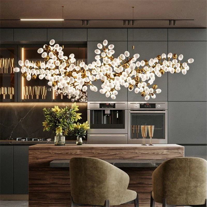 Gold Glass Pendant Chandelier For Kitchen L200cm