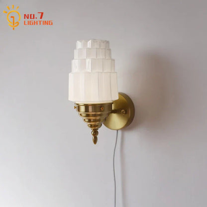 DecorBites™ Cream Glass LED Wall Lamp Iron Art Chrome/Gold Living Room Bedroom Background