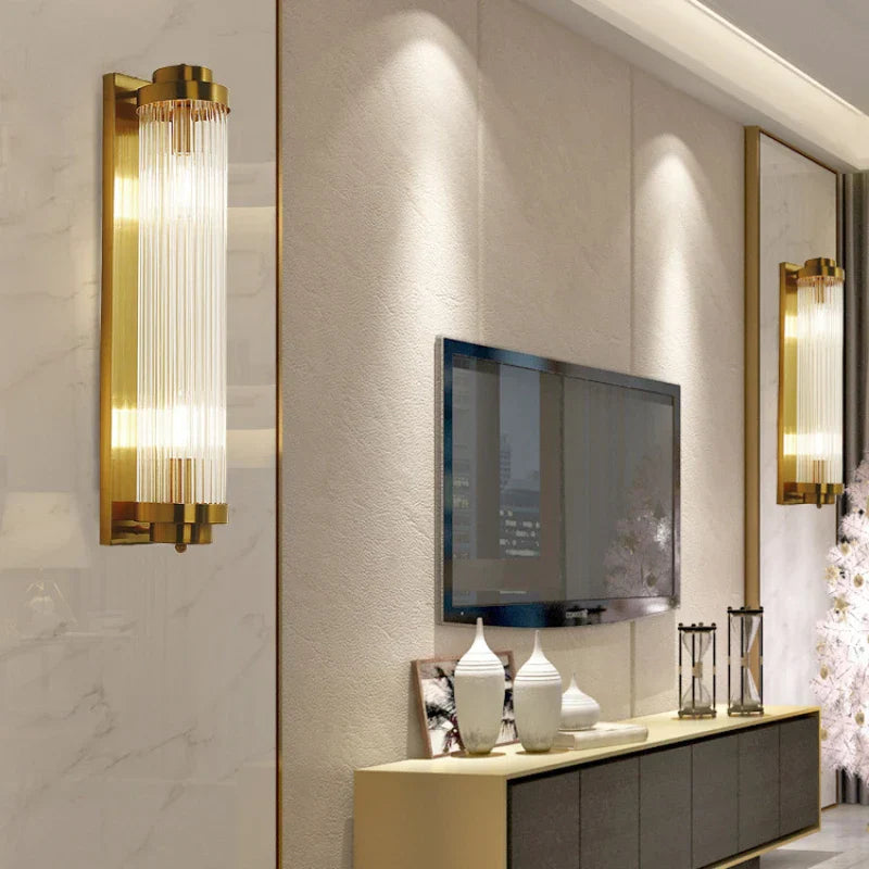 DecorBites™ Crystal Wall Sconce: Modern Living Room Bedside Light Fixture Glass Gold Luminaire