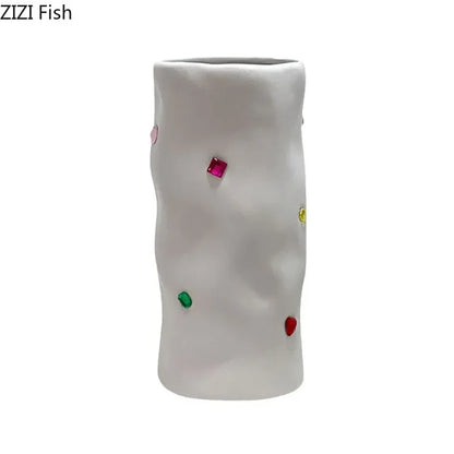 DecorBites™ Gemstone Ceramic Vase: Desk Decor, Floral Arrangement, Room Aesthetic
