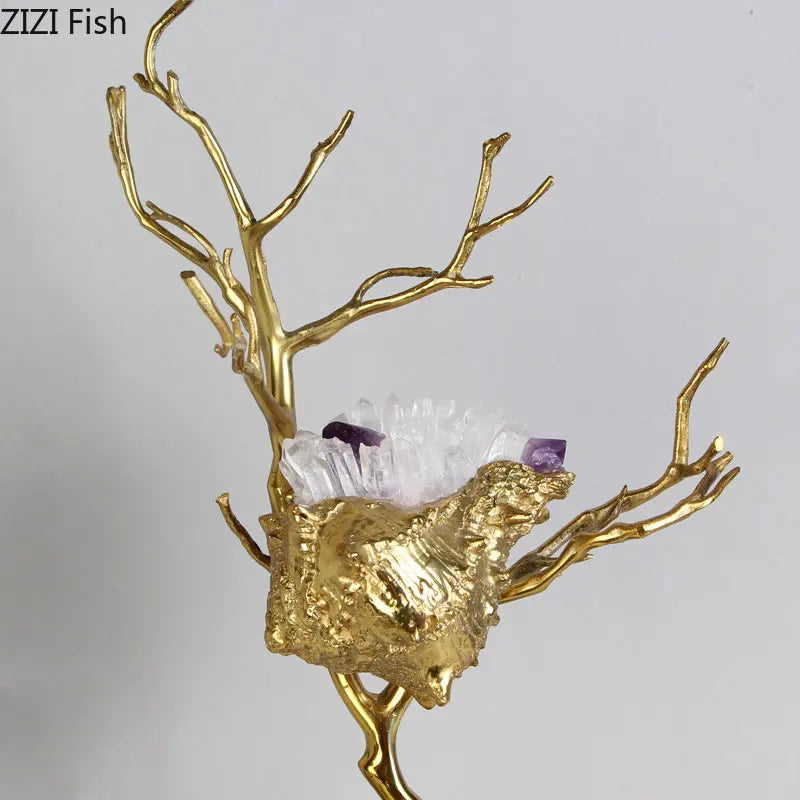 Golden Metal Conch Sculpture