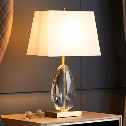 DecorBites™ Crystal Bedside Lamp: Modern Nordic Design, Fabric Lampshade for Living Room & Bedroom