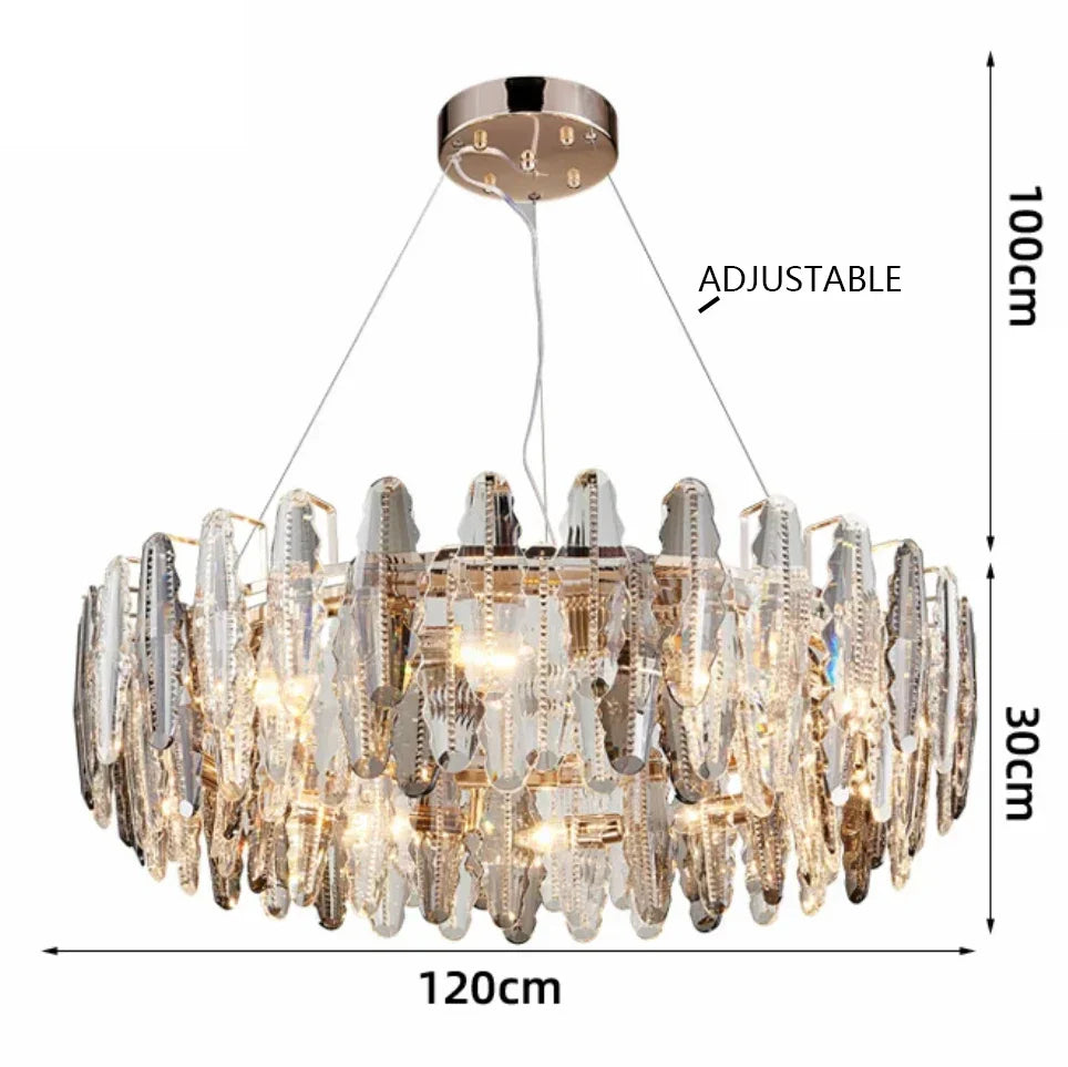 Crystal Leaf Chandelier 150cm Duplex Design