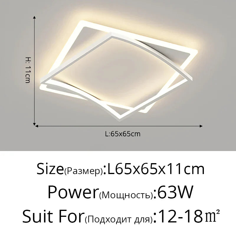 DecorBites™ Geometric Square LED Ceiling Light with Remote Control for Study Living Room Bedroom