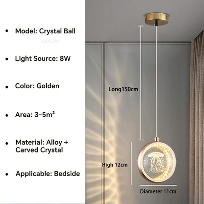 DecorBites™ Crystal Ball Chandelier - Luxury Pendant Light for Bedroom and Living Room