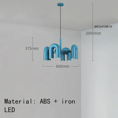 DecorBites™ Art Deco Metal Chandelier in Black, Orange, and Gray - Adjustable Cord - Dining Room, Foyer, Bedroom Lighting