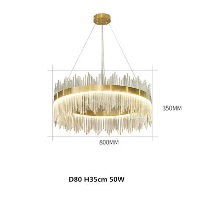 DecorBites™ Gold Crystal Chandelier Dimmable Luxury Pendant Lights for Bedroom & Living Room