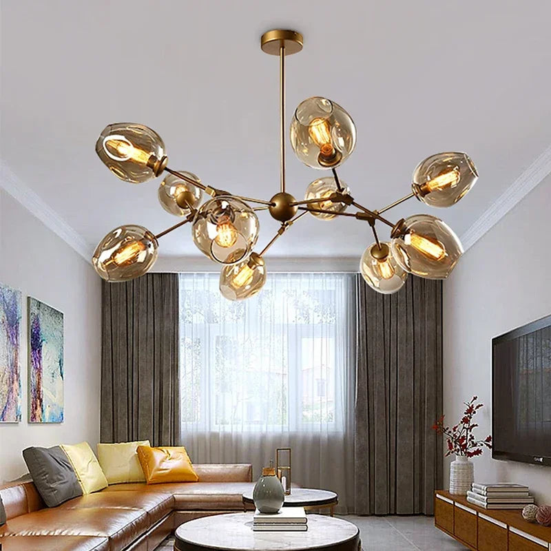 DecorBites™ Glass LED Chandelier Pendant Light for Home Ceiling Dining Room Suspension