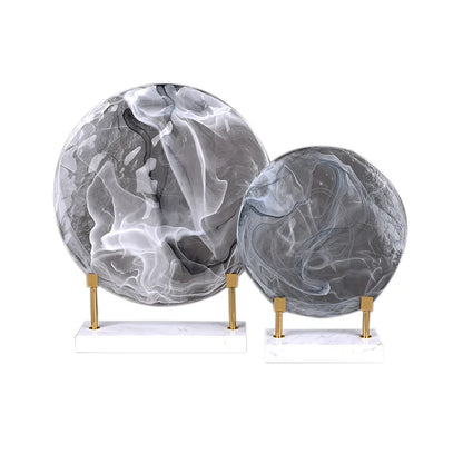 DecorBites™ Geometric Disk Marble Clear Glass Cake Craft Home Decor Figurines