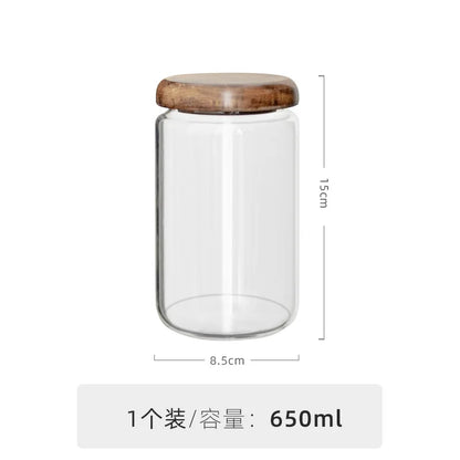 DecorBites™ Glass Spice Jar with Acacia Wood Lid, 10oz Airtight Storage Container