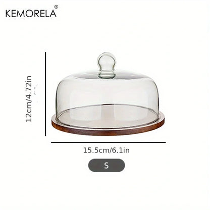DecorBites™ Creative Wooden Cake Pan Food Storage Box with Glass Lid