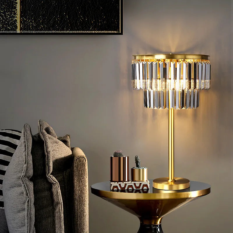 DecorBites™ Crystal Brass Floor Lamp: Modern Nordic Style LED Standing Light