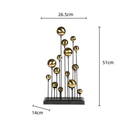 DecorBites™ Geometric Golden Ball Sculpture: Metal Handicrafts Home Decor Ornament