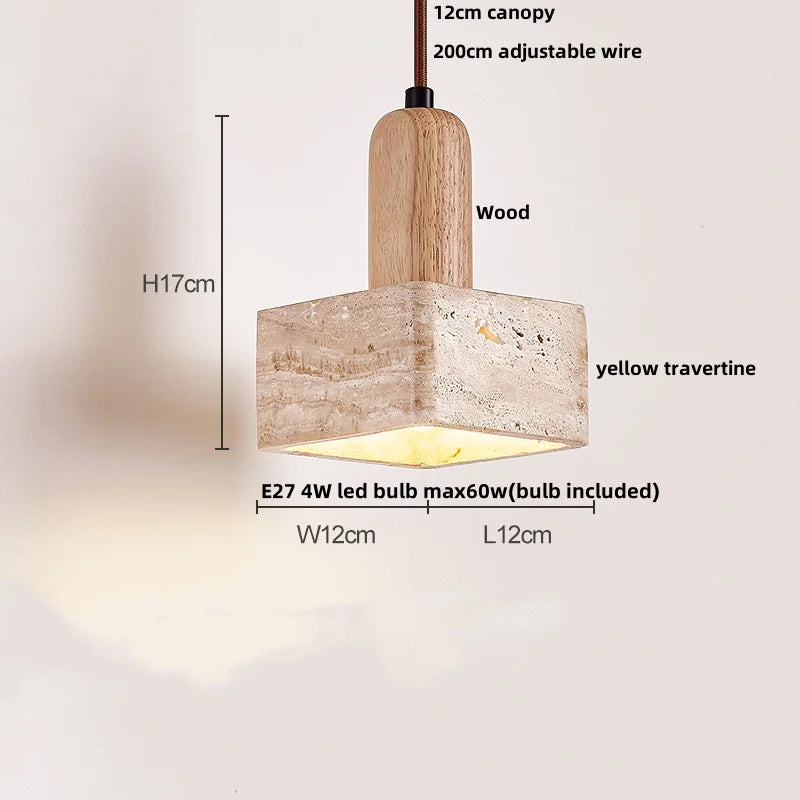 Aluminum LED Pendant Light Travertine E27 Base