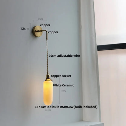 DecorBites™ Adjustable LED Wall Light Clear Glass Copper Bedside Lamp