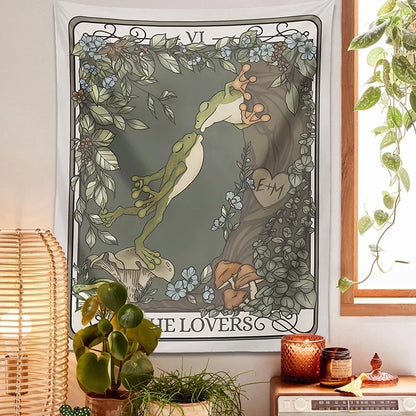 DecorBites™ Frog Lover Tarot Tapestry: Cute Boho Room Decor & Bedroom Wall Hanging
