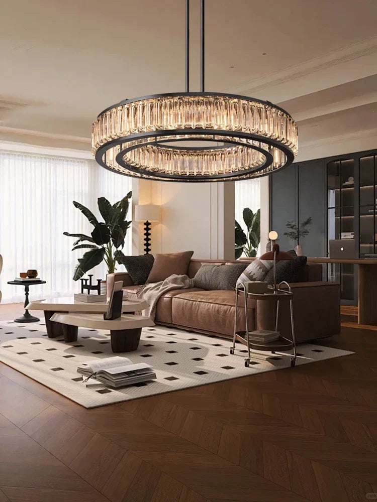 DecorBites™ Gold Crystal Ceiling Chandelier LED Light Fixture for Luxury Home Decor