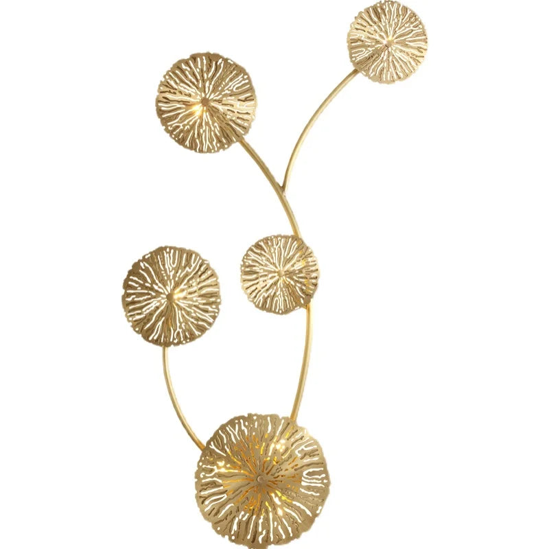 Gold Copper Floral 6-Head Dining Wall Sconce