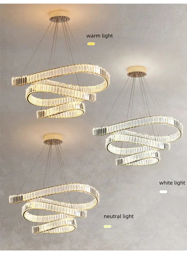 DecorBites™ Irregular Steel & K9 Crystal LED Pendant Chandelier for Foyer, Dimmable Lighting
