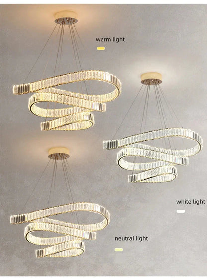 DecorBites™ Irregular Steel & K9 Crystal LED Pendant Chandelier for Foyer, Dimmable Lighting