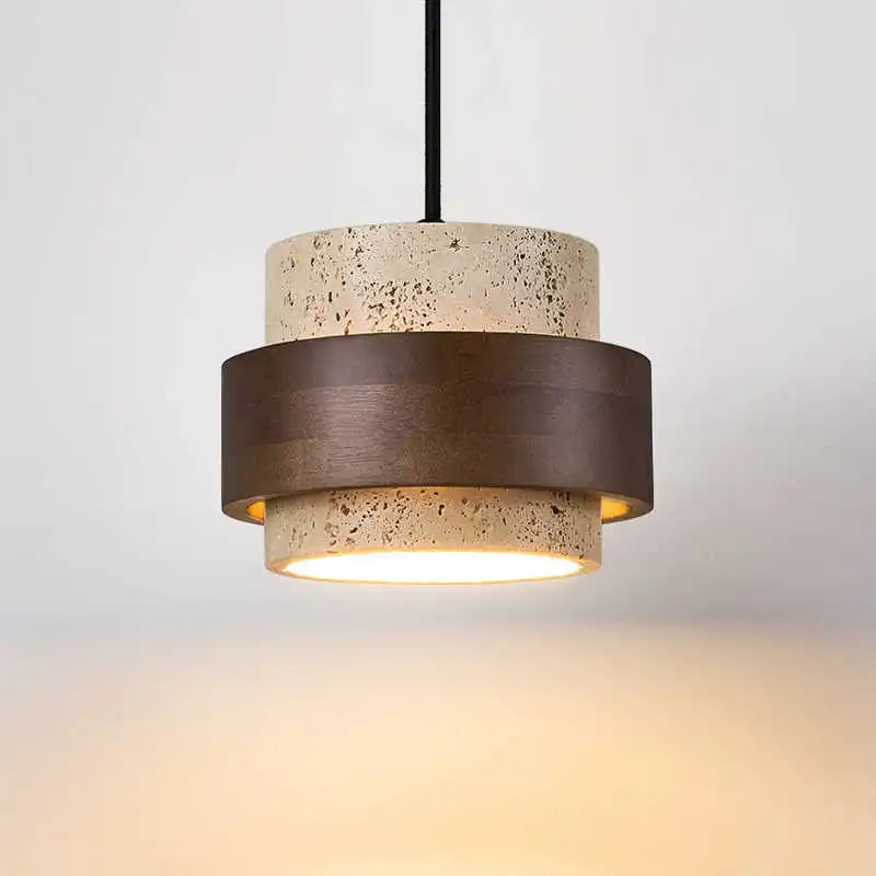 Japanese Wabi Sabi Stone Pendant Light in White or Gray