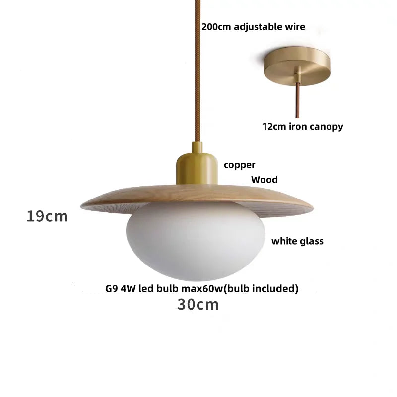 DecorBites™ LED Wood Pendant Light Fixture | Adjustable Hanging Lamp for Home Decor