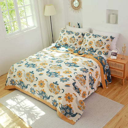 DecorBites™ Cotton Gauze Towel Blanket - Double Sided Yarn-Dyed Jacquard for Adult and Children