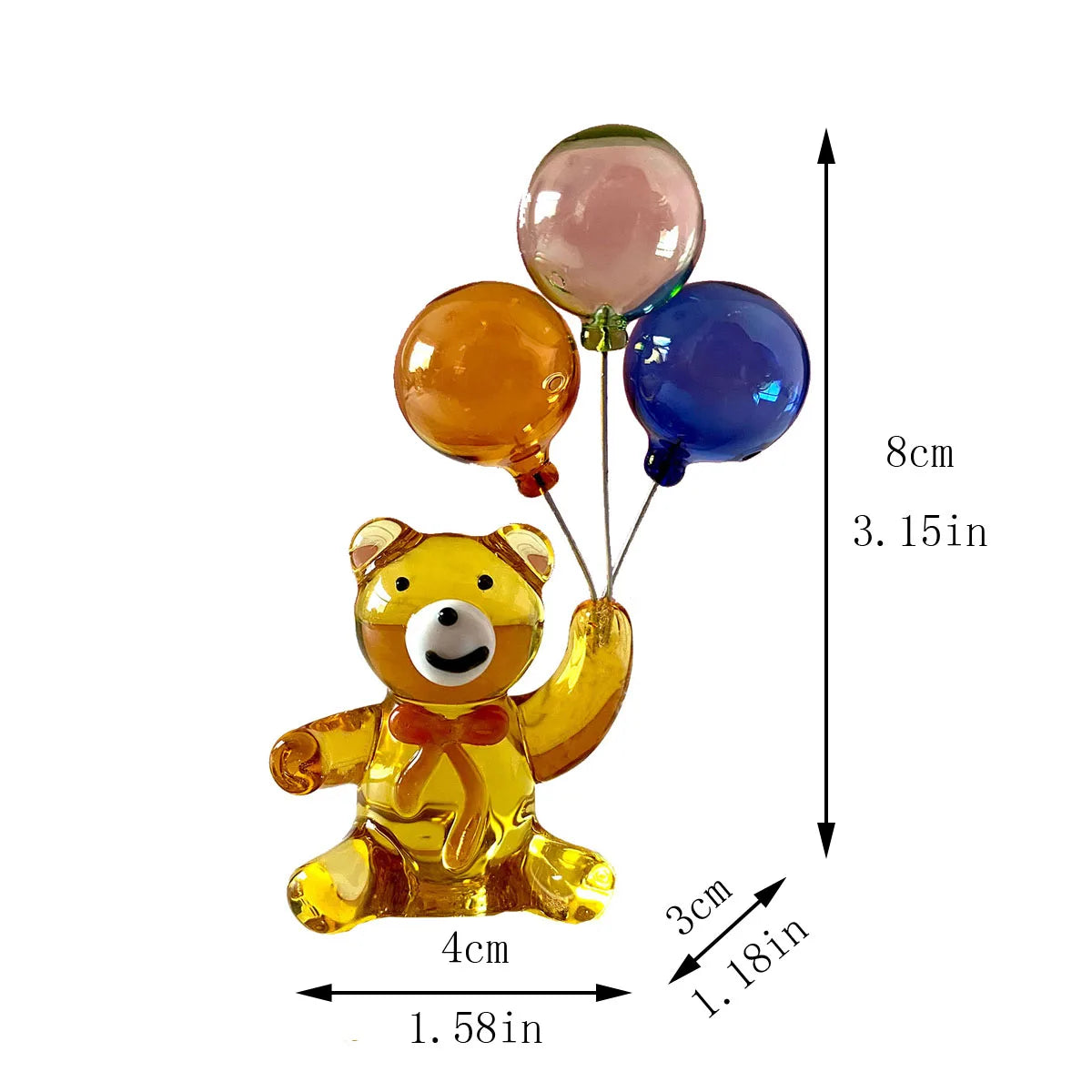 DecorBites™ Crystal Bear with Balloons Glass Figurine: Charming Home Table Decor - Kids Birthday Gift